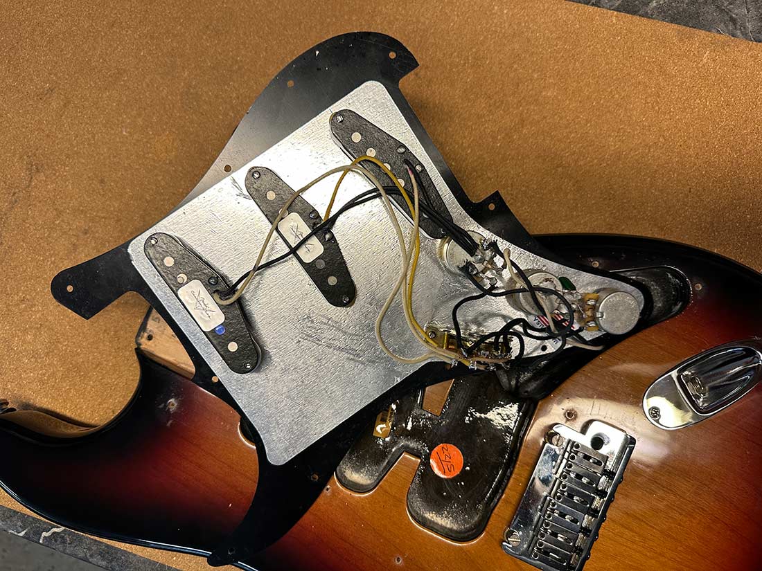 electric guitar pickguard electronics strat